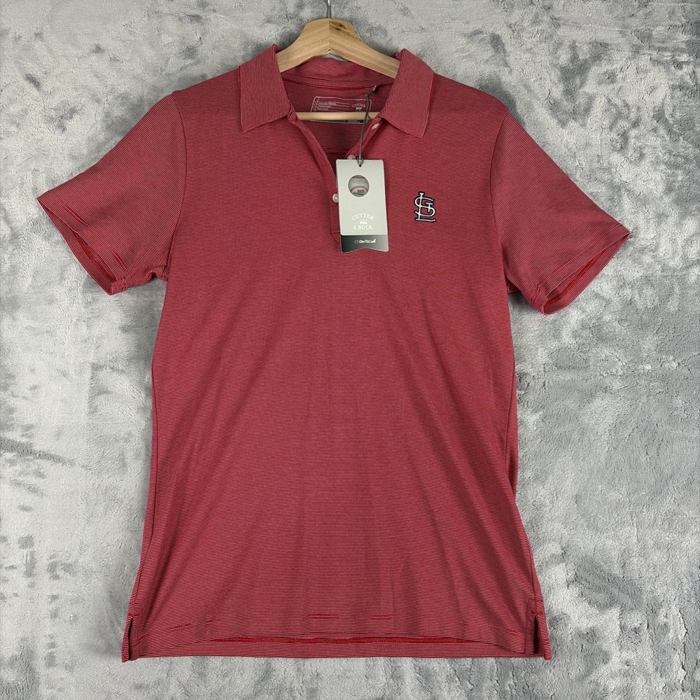 Cutter & Buck Womens St. Louis Cardinals Polo Shirt Medium Red Striped S/S NWT